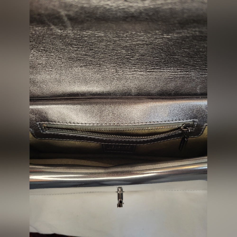 Versace Silver Mirrored Leather Flap Chain Shoulder Bag - Picture 6 of 16